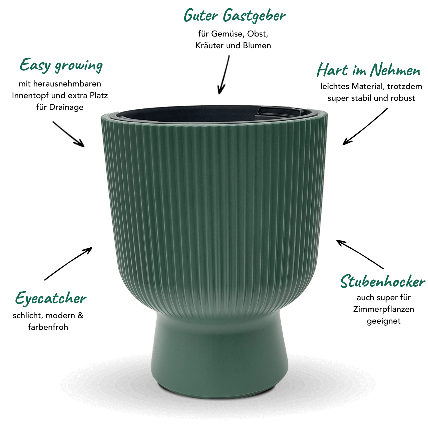 Übertopf mit Sockel Kieferngrün (30 cm)