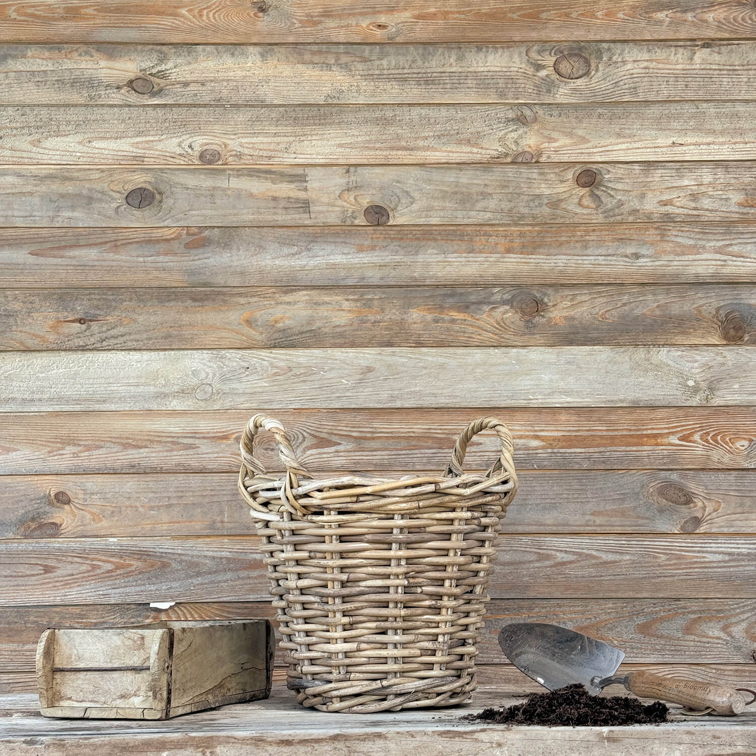 Übertopf aus Rattan (25 cm) "mit Griff"