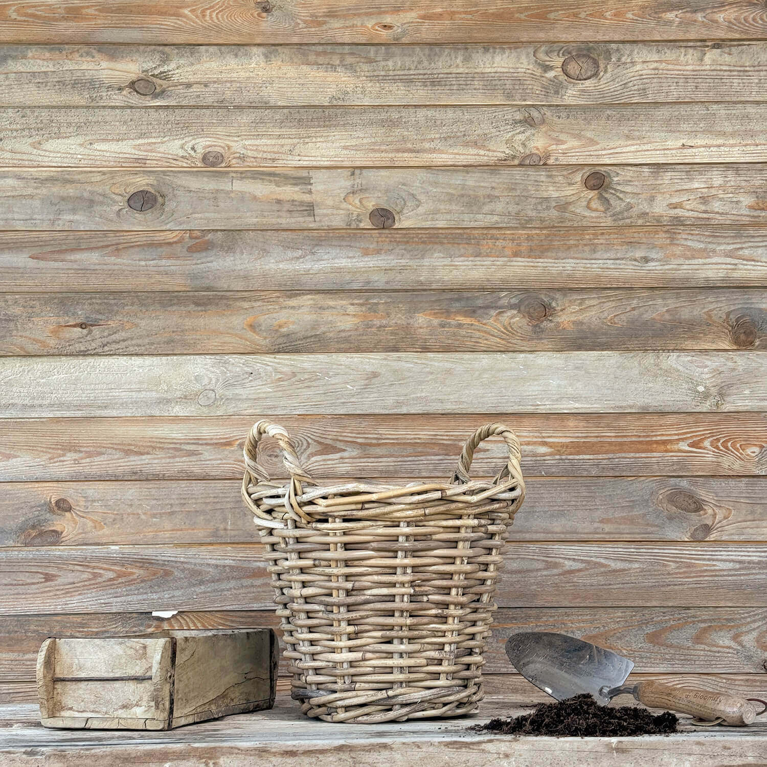 Übertopf aus Rattan (30 cm) "mit Griff"