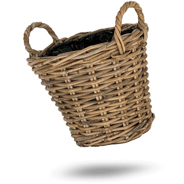 Übertopf aus Rattan (25 cm) "mit Griff"