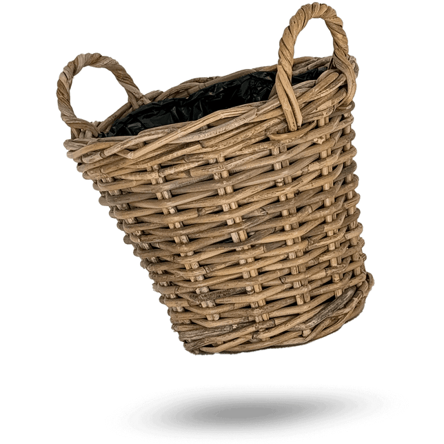 Übertopf aus Rattan (25 cm) "mit Griff"